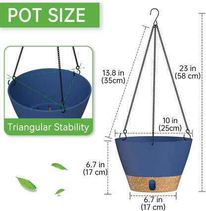 ZMTECH 2 Pack 10 Inch Hanging Planters for Outdoor Plants, Hanging Pots for Plants Indoor with