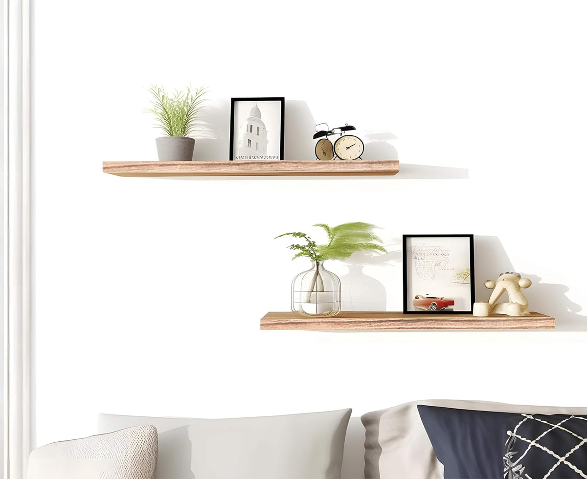 Wood Floating Shelves for Wall Decor, Rustic Wall Shelves for Bedroom Bathroom Kitchen Living Room