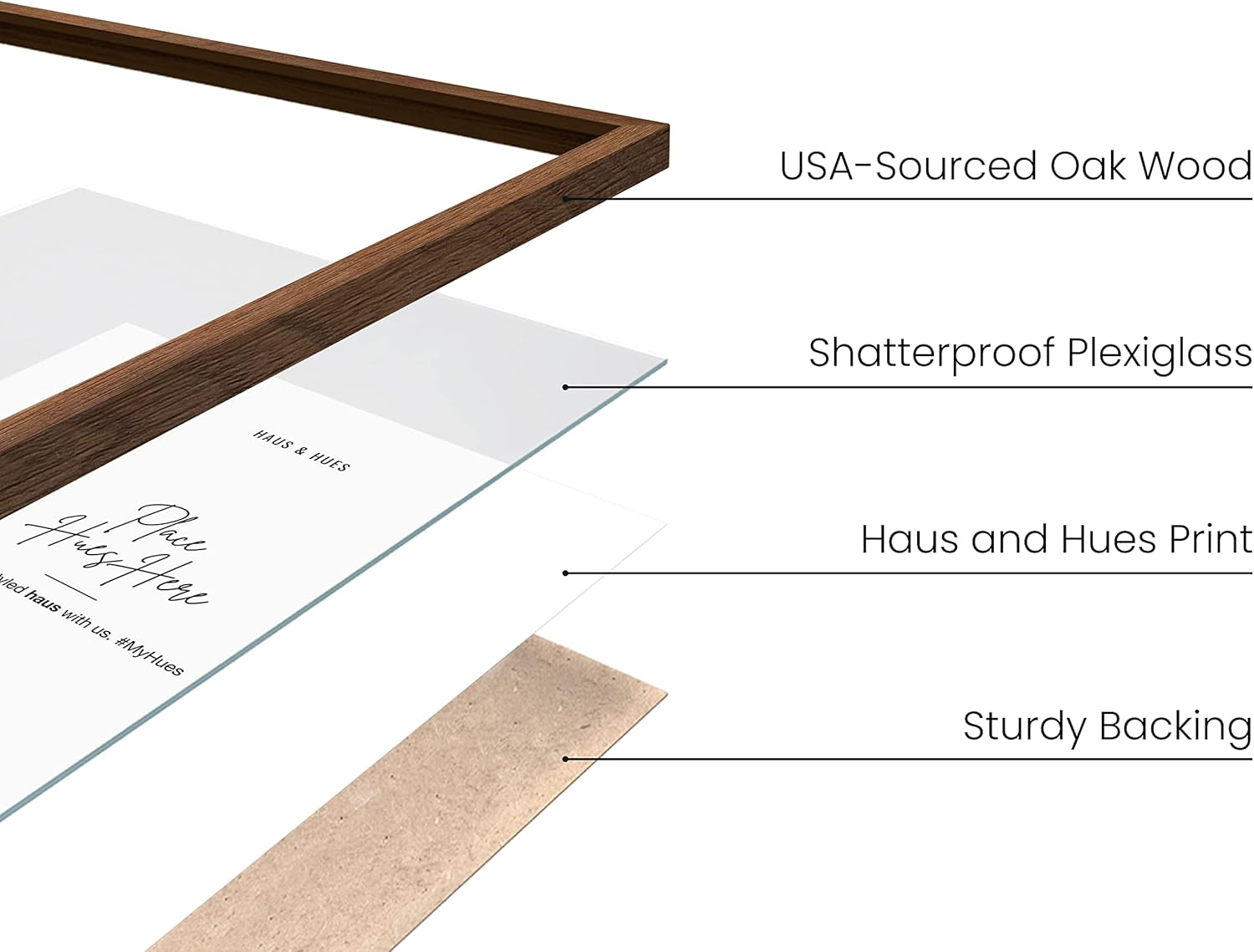 HAUS AND HUES Photo Gallery Wall Frame Set - Set of 5 Walnut Frames for Gallery Wall, Gallery Wall