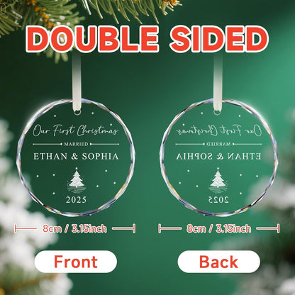 Personalized First Christmas Married Ornament 2025, 1st Year Wedding Ornament for Newlywed, Custom
