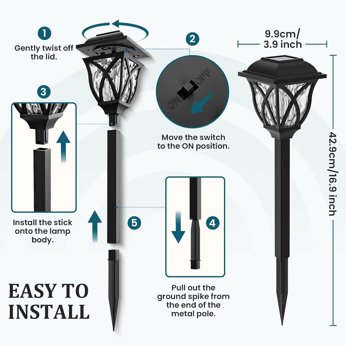 GIGALUMI Solar Lights Outdoor Waterproof, 8 Pack LED Solar Garden Lights, Outdoor Decorations