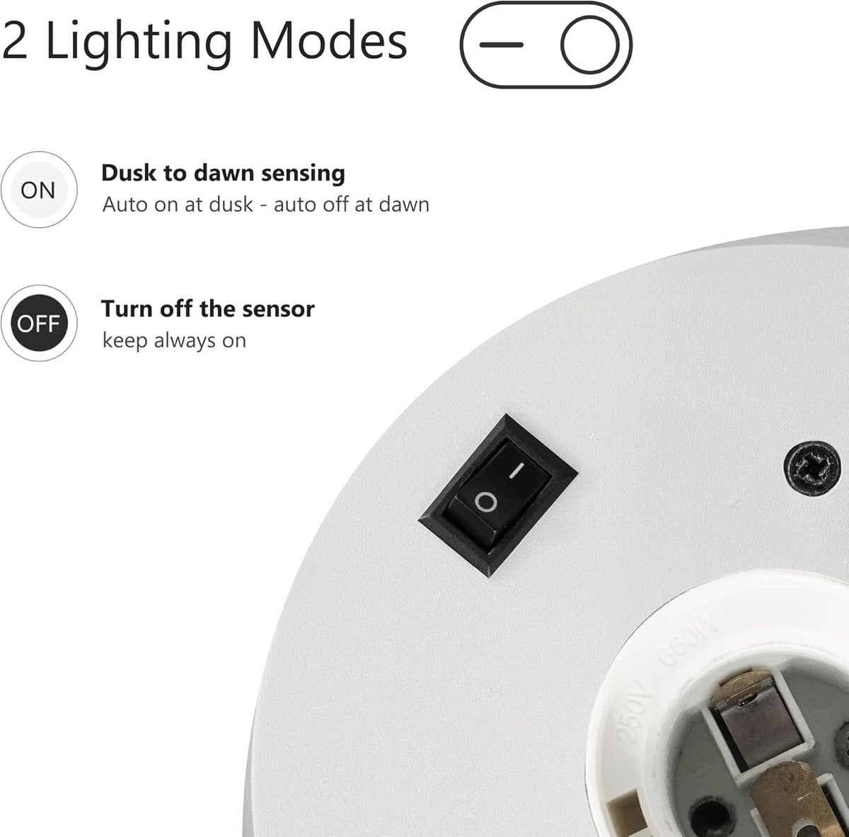 Porch Light White Dusk to Dawn Outdoor Wall Light,13in Large Exterior Lighting Fixture for House