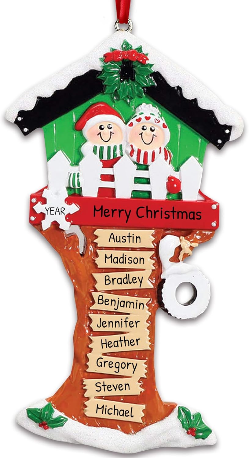3D Treehouse Family of 9 Ornament 2025 Personalized Family Christmas Ornaments 2025 | Siblings