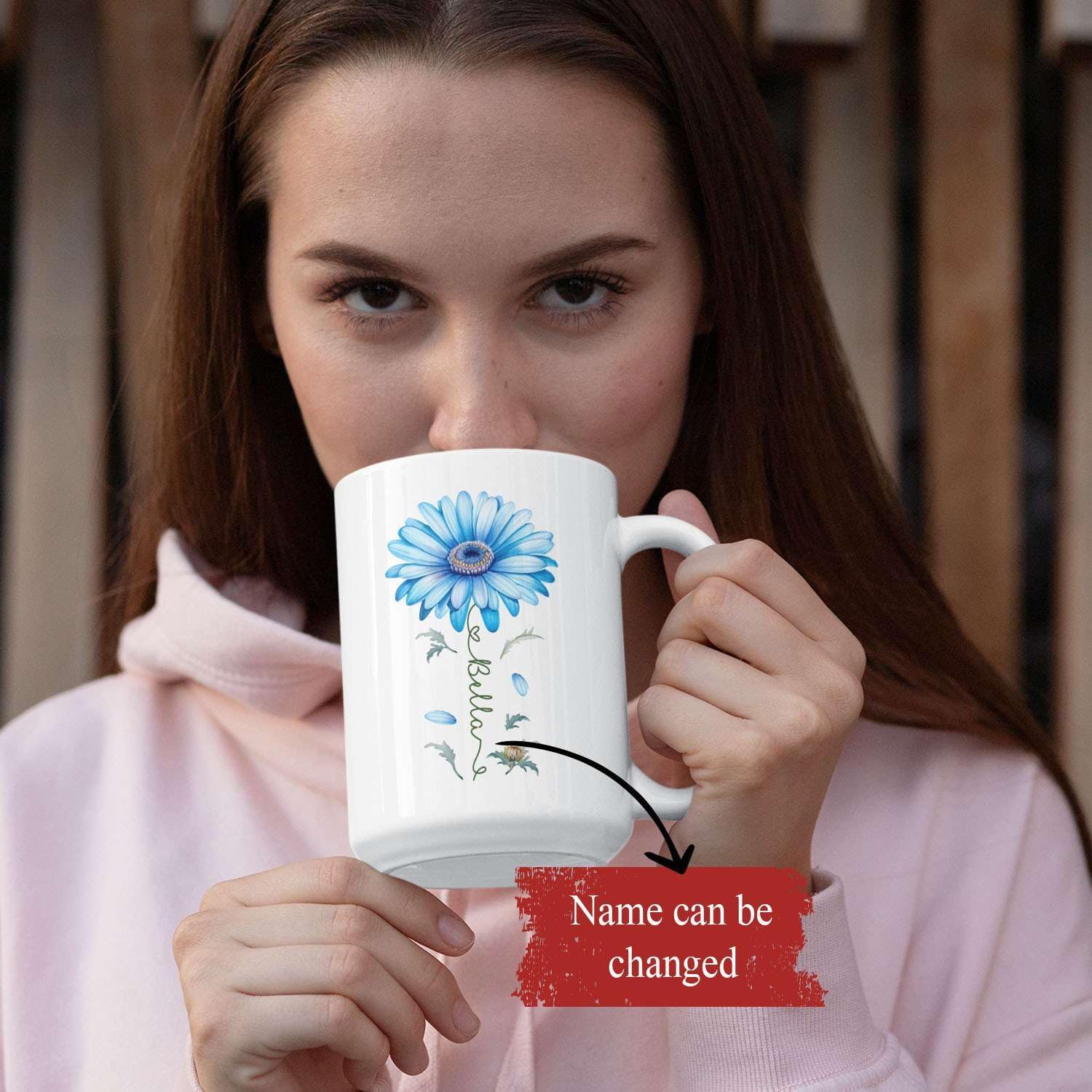 Adorable Gerbera Daisy Flower Mug, Customized Flower Themed Cup With Name, Novelty Daisy Flower