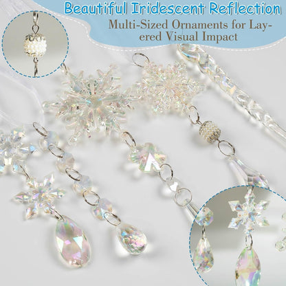 Christmas Tree Decorations Crystal Ornaments - 18pcs Iridescent Christmas Ornaments Acrylic