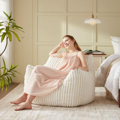 Giant Bean Bag Chairs for Adults Teens, Large Bean Bag Sofa Chairs with Filling Comfy Fuzzy BeanBag