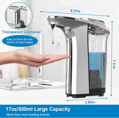 Automatic Soap Dispenser, Touchless Dish Soap Dispenser 17oz/500ml with Infrared Sensor, 5