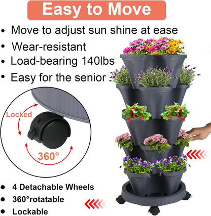 Vertical Planter 5 Tier Stackable Planters Garden Planters Strawberry Herb Flower and Vegetable