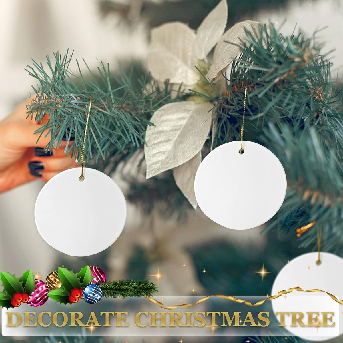 Sublimation Ceramic Ornament Blanks - 25PC Bulk White Round Porcelain Discs for Heat Press Printing