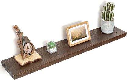 Floating Shelves for Wall Decor, 8 Inch Deep Rustic Solid Elm Wood Floating Shelves Wall Mounted