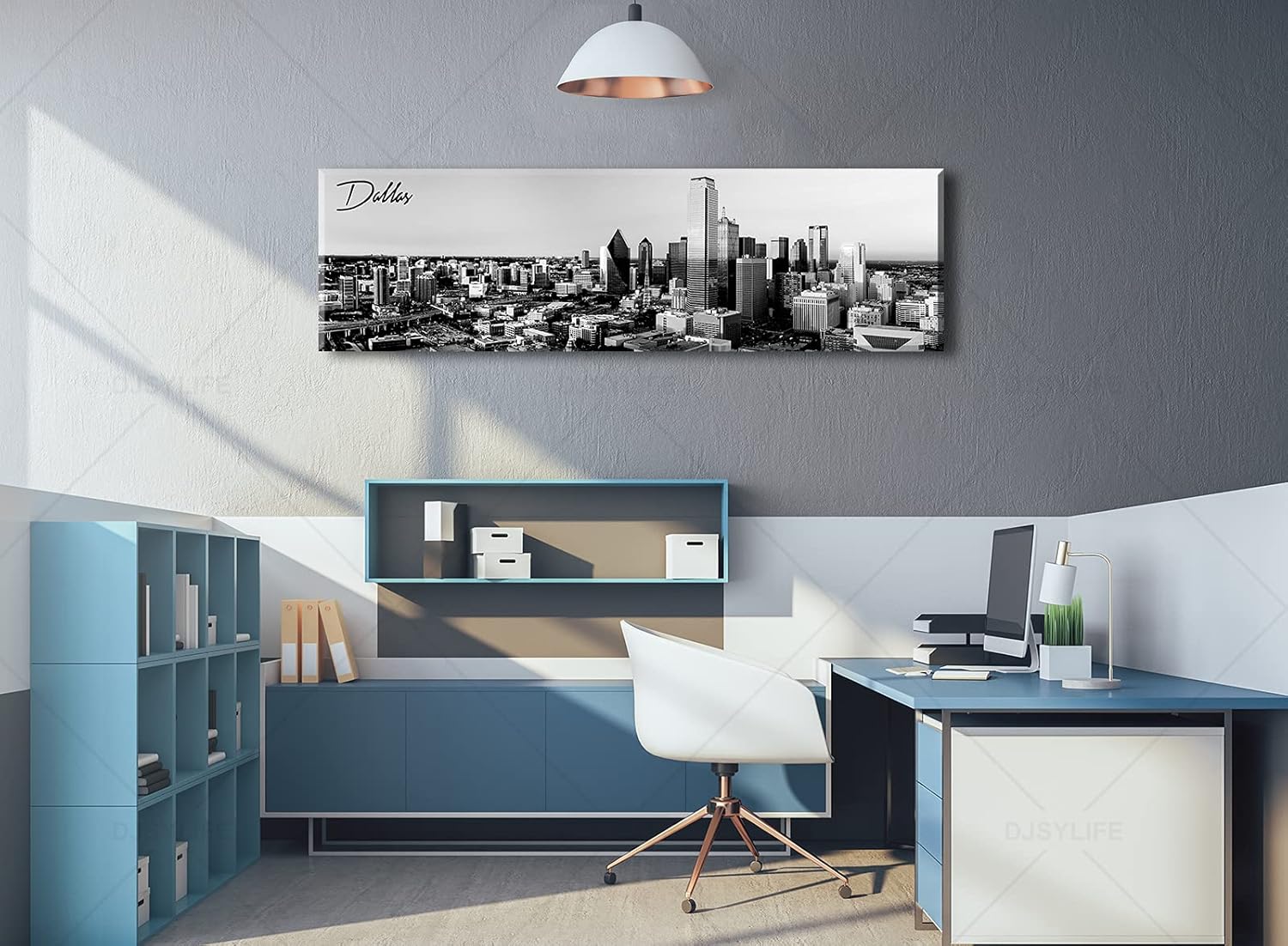 Black and White Wall Art Dallas Skyline Cityscape Skyscrapers Canvas Print Painting Landscape Texas