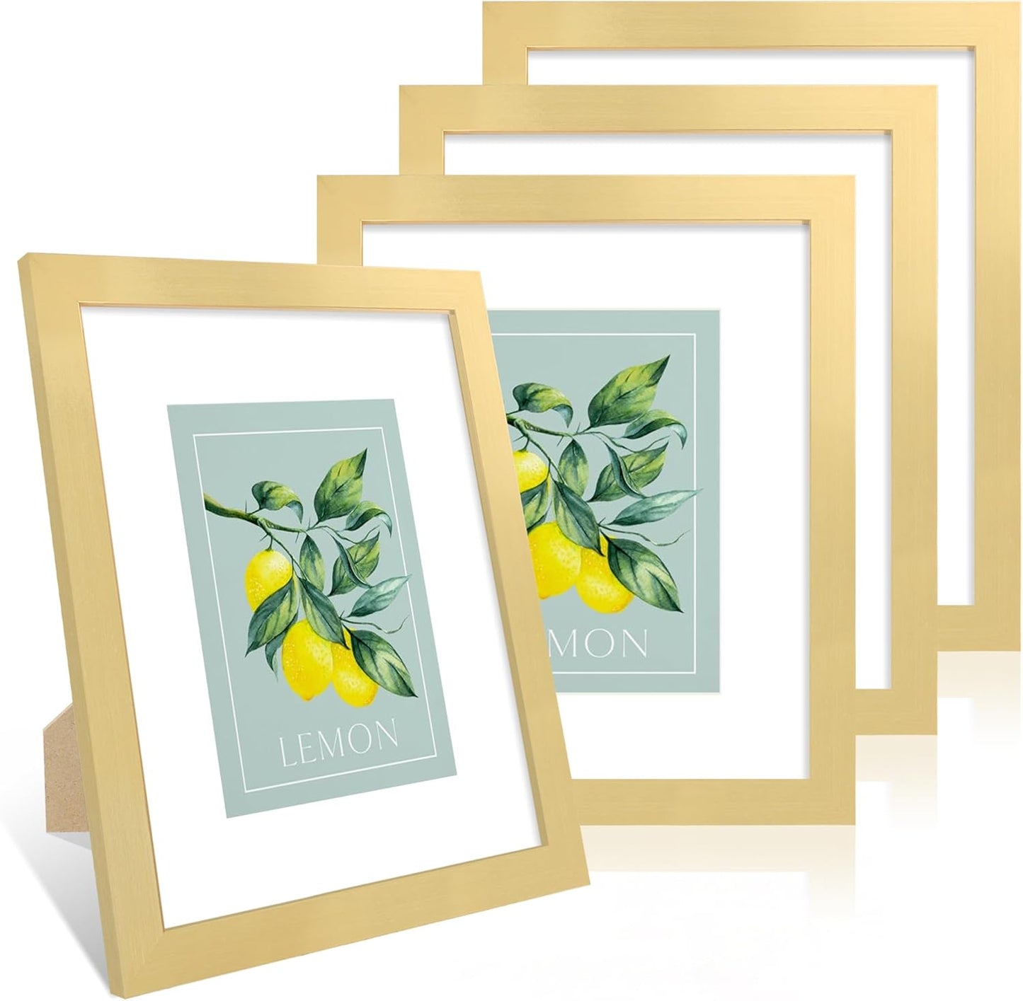 8x10 Picture Frame Set of 4, 8 x 10 Wood Photo Frames with Mat for 5x7, Wooden Frame with Real