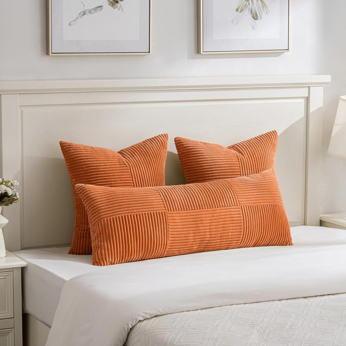 Fancy Homi 2 Packs Burnt Orange Decorative Throw Pillow Covers 22x22 Inch for Living Room Couch