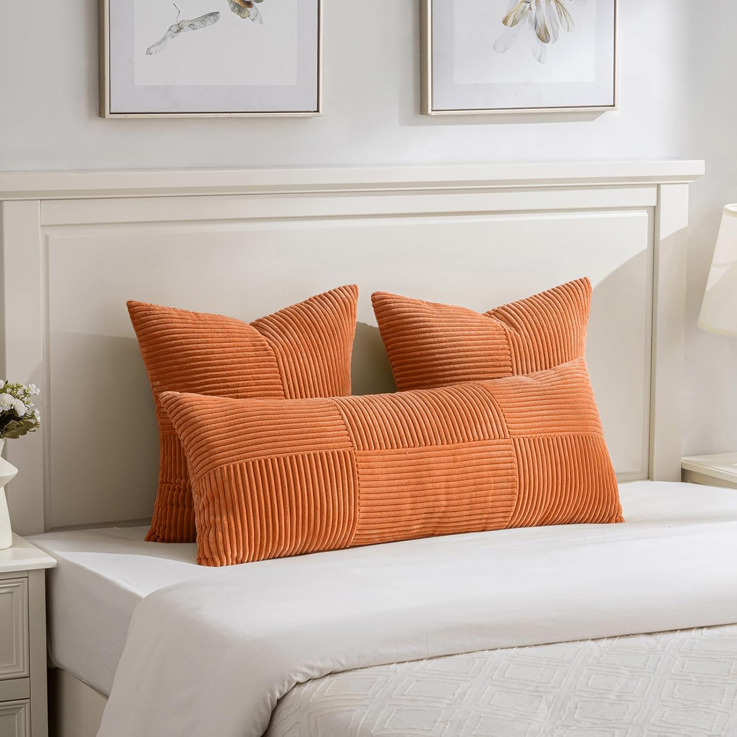 Fancy Homi 2 Packs Burnt Orange Decorative Throw Pillow Covers 20x20 Inch for Living Room Couch Bed