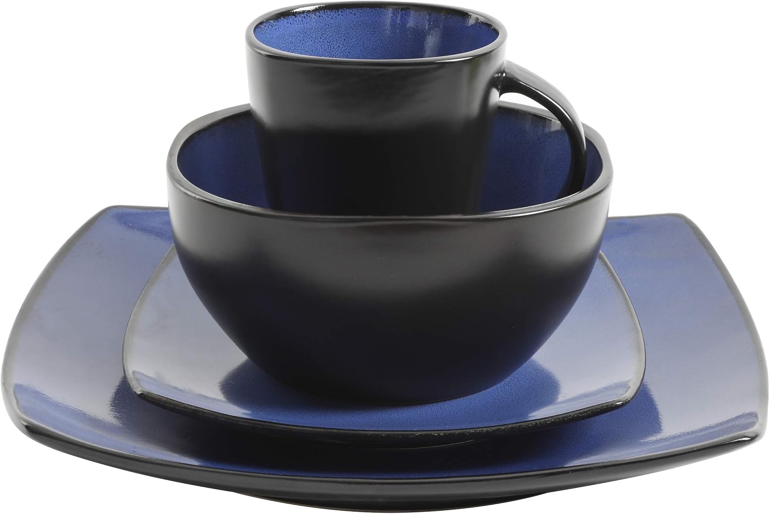 Gibson Elite Soho Lounge Square Reactive Glaze Stoneware Dinnerware Set, Service for 4 (16pc)