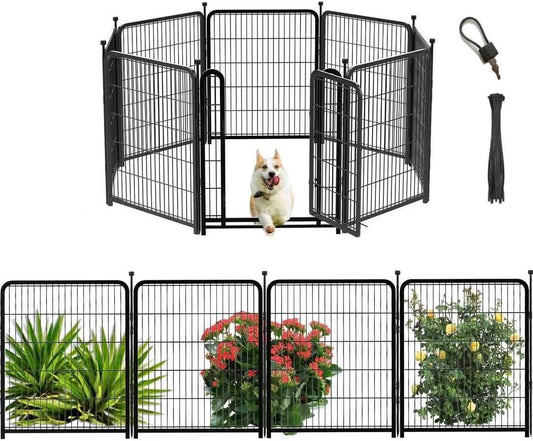 Playpen 36 inch High, Gate 17.7 inches Wide with Low Sills Pen, 8 Panels Total 17.7 Ft(L) Garden