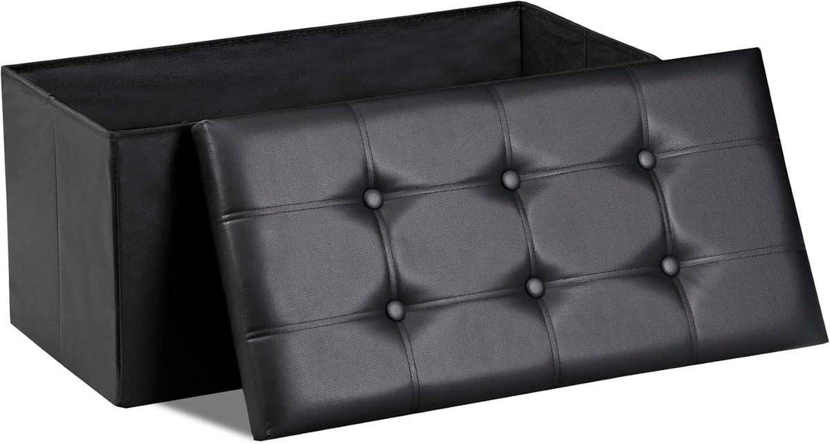 SUPER DEAL 30 inches Folding Ottoman with Storage, Bedroom Footrest Bench, Rectangle Sotrage Chest