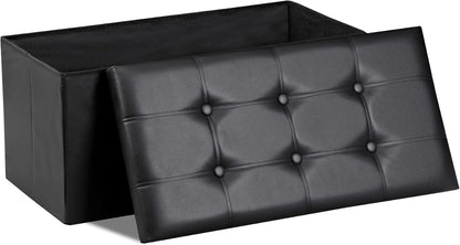 SUPER DEAL 30 inches Folding Ottoman with Storage, Bedroom Footrest Bench, Rectangle Sotrage Chest