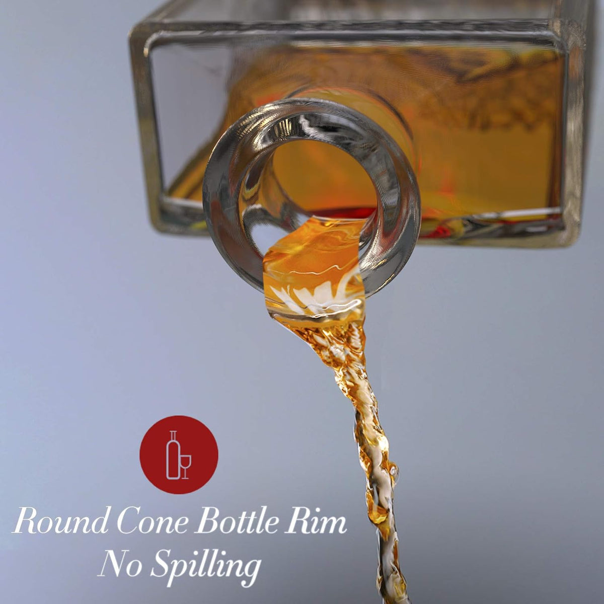 Glass Decanter with Airtight Geometric Stopper - Whiskey Decanter for Wine, Bourbon, Brandy