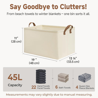 StorageWorks Storage Bins, Shelves Baskets for Organizing, 45L Extra Large Fabric Closet Organizers