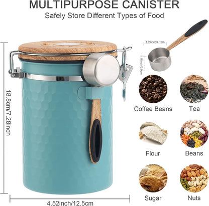 TEDSWAIT Coffee Canisters Airtight Coffee Bean Storage Container Kitchen Stainless Steel Food