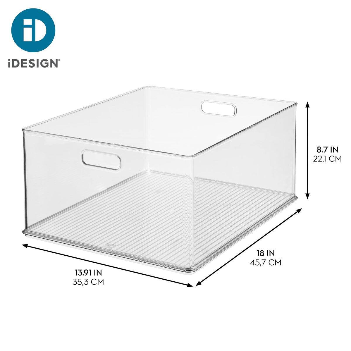 iDesign Storage Bins with Handles, Set of 3, Clear