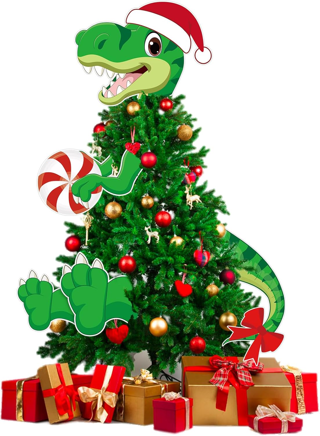 Dinosaur Christmas Tree Topper Decorations Head Arms and Legs Funny Xmas Ornament Decor for DIY