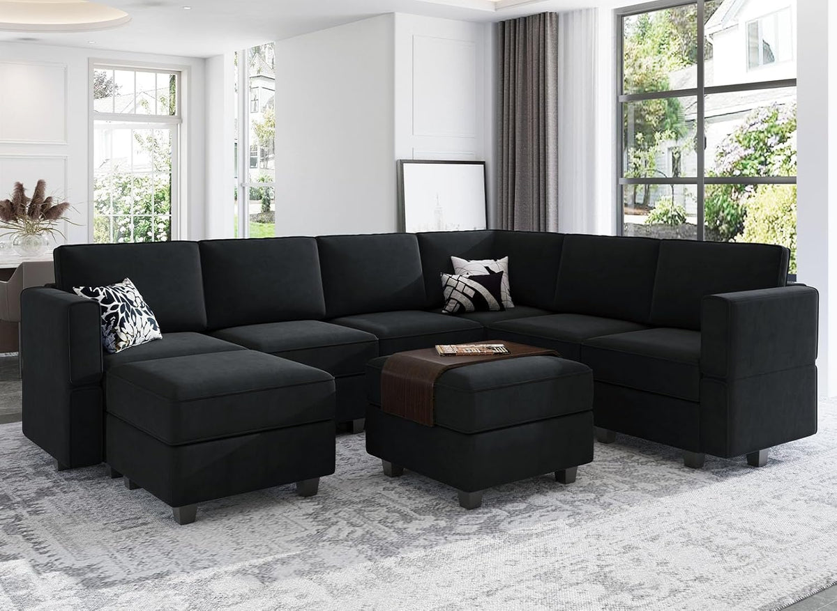 Belffin Modular Sectional Sofa with Storage Seat Oversized U Shaped Couch with Reversible Chaise