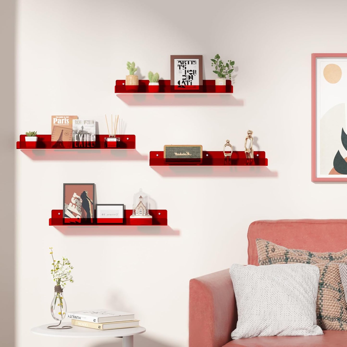 upsimples Acrylic Shelves for Wall Decor, 15" Display Shelf Perfume Organizer for Bathroom