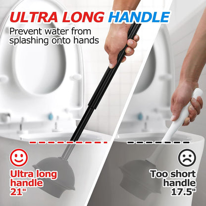 2Pack 2 in 1 Toilet Brush and Plunger Set, Extended Handle Plunger,Toilet Bowl Brush Plunger