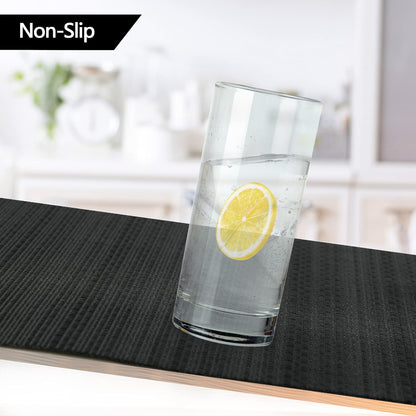 Black Placemats Set of 8 - Easy Clean Washable Vinyl Placemats - Heat Resistant Placemats for