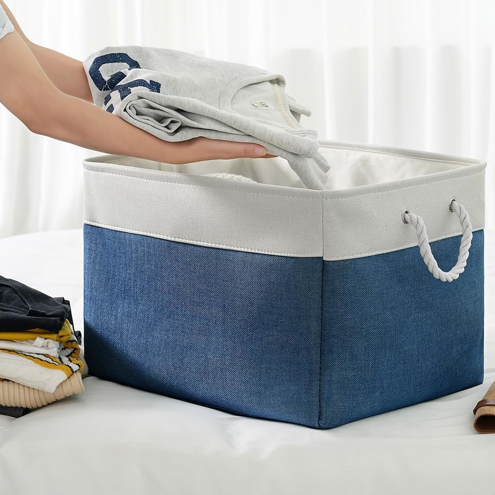 TheWarmHome Organization and Storage Basket for Shelves - Jumbo 3 Pack 20x16x14 inch Collapsible