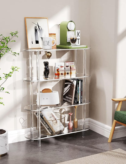 Clear Bookshelf, Acrylic Bookcase with Open Book Shelf Console Table for Entryway Office Living