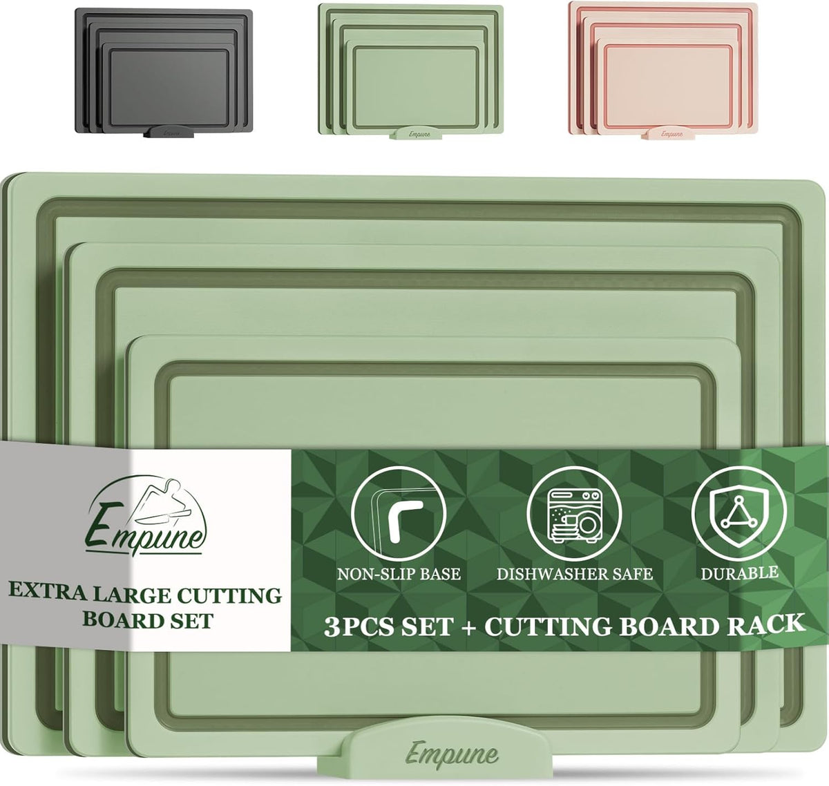 Empune Plastic Cutting Board Set, Recycled Plastic Cutting Boards for Kitchen (Set of 3)