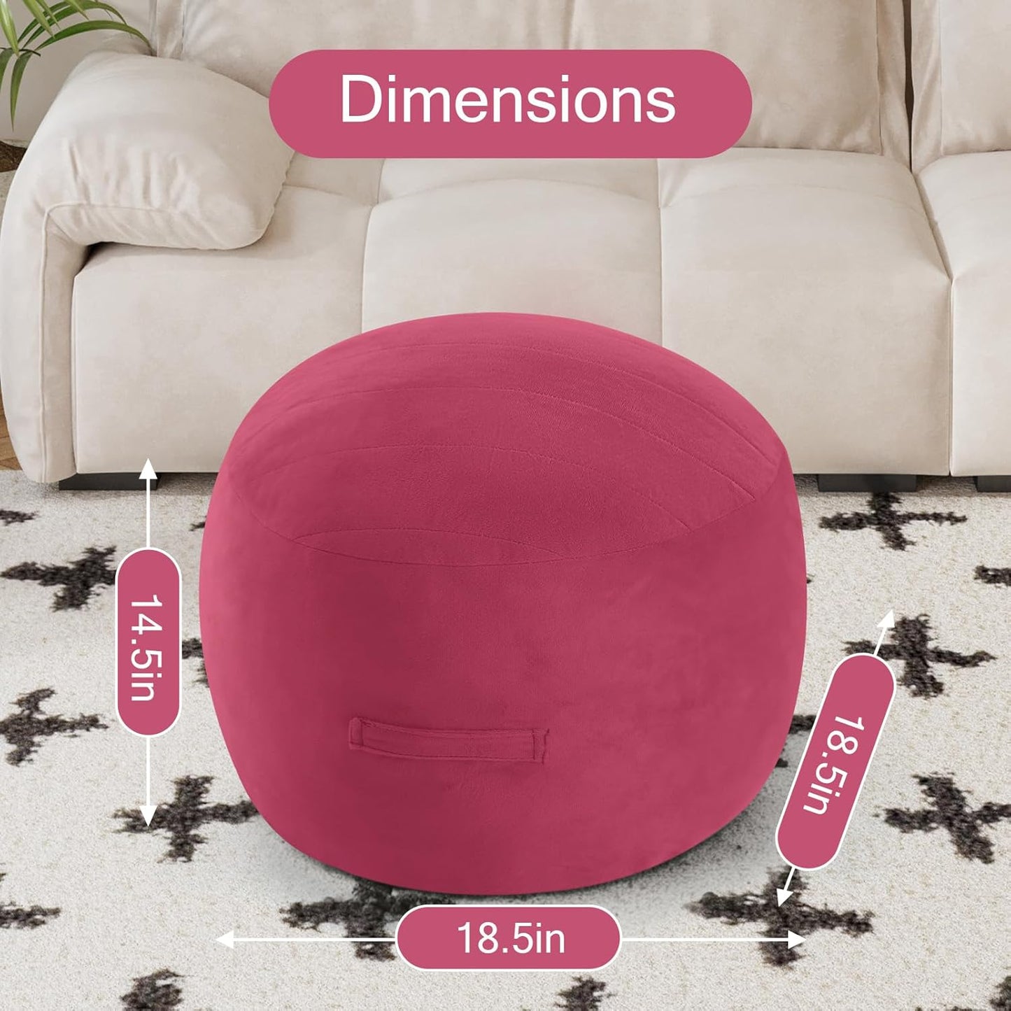 MeMoreCool Round Stuffed Pouf Ottoman Foot Rest, Floor Pouf Foot Stool with Soft Foam Chunk