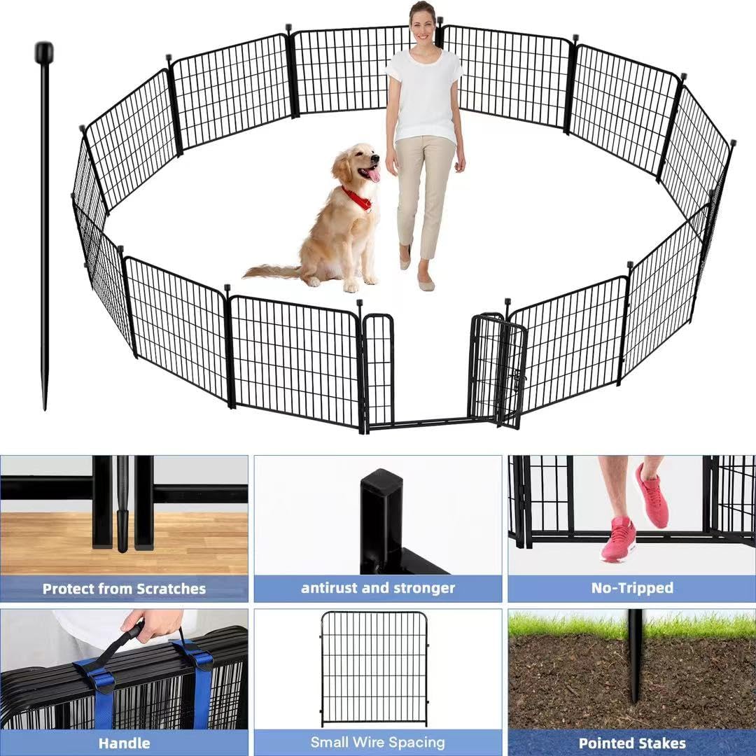 ADAVIN Tall Garden Fence 48 in(H) 12 Panels Total 26.6 FT(L), Heavy Duty Iron Metal Fence and