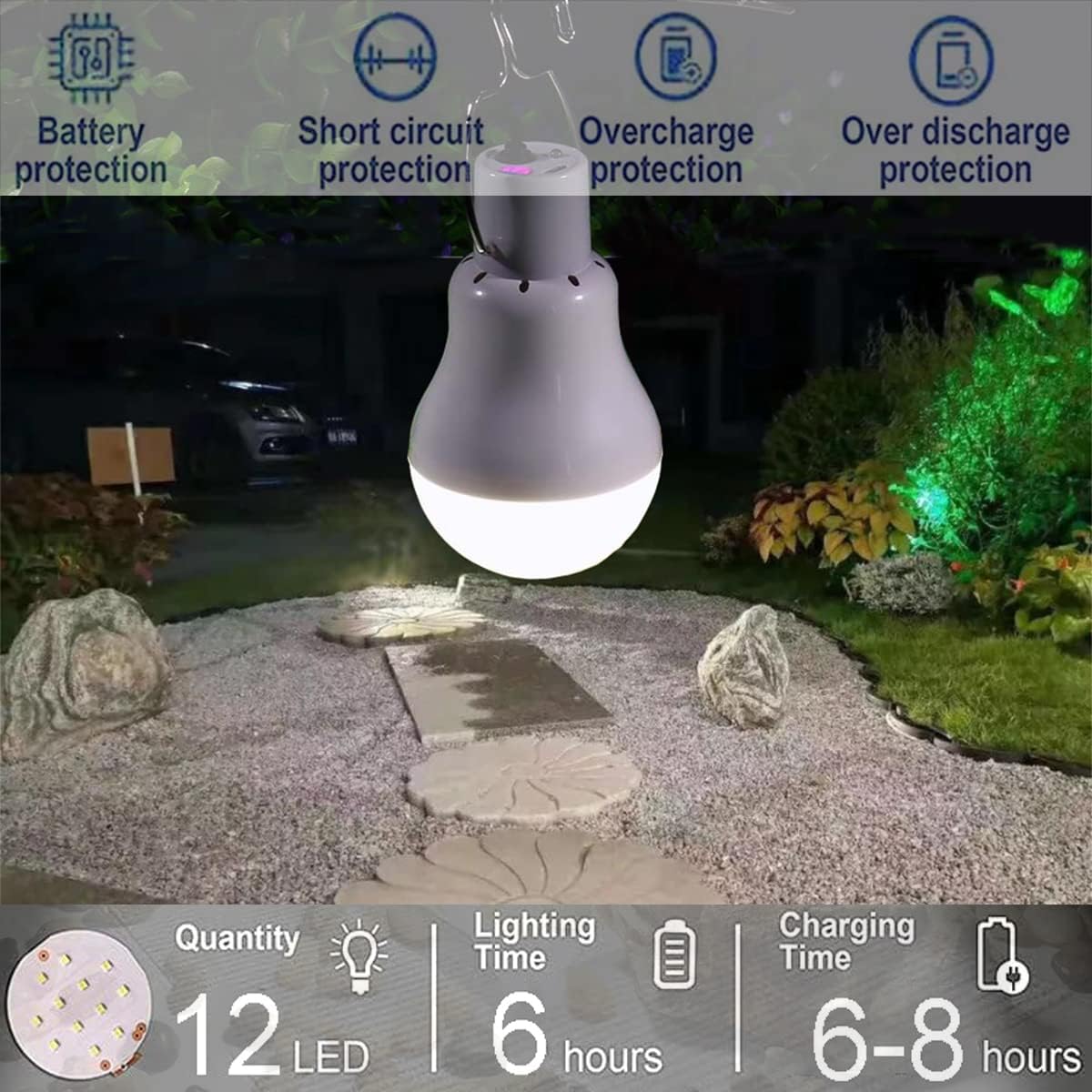 Solar Light Bulb Portable 350LM Solar Powered Camping Light Led Lantern Outdoor for Lamp Light