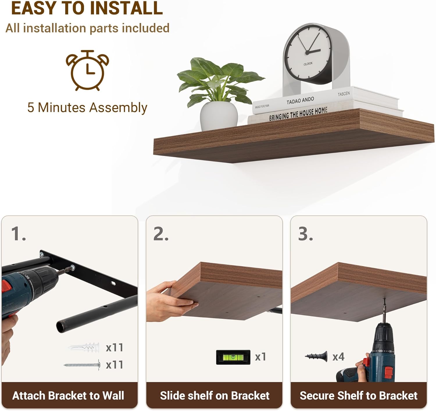 55 Inch Floating Shelves, 55"x9.25"x1.5" Inch Deep Floating Shelves for Wall, Wooden Shelves for