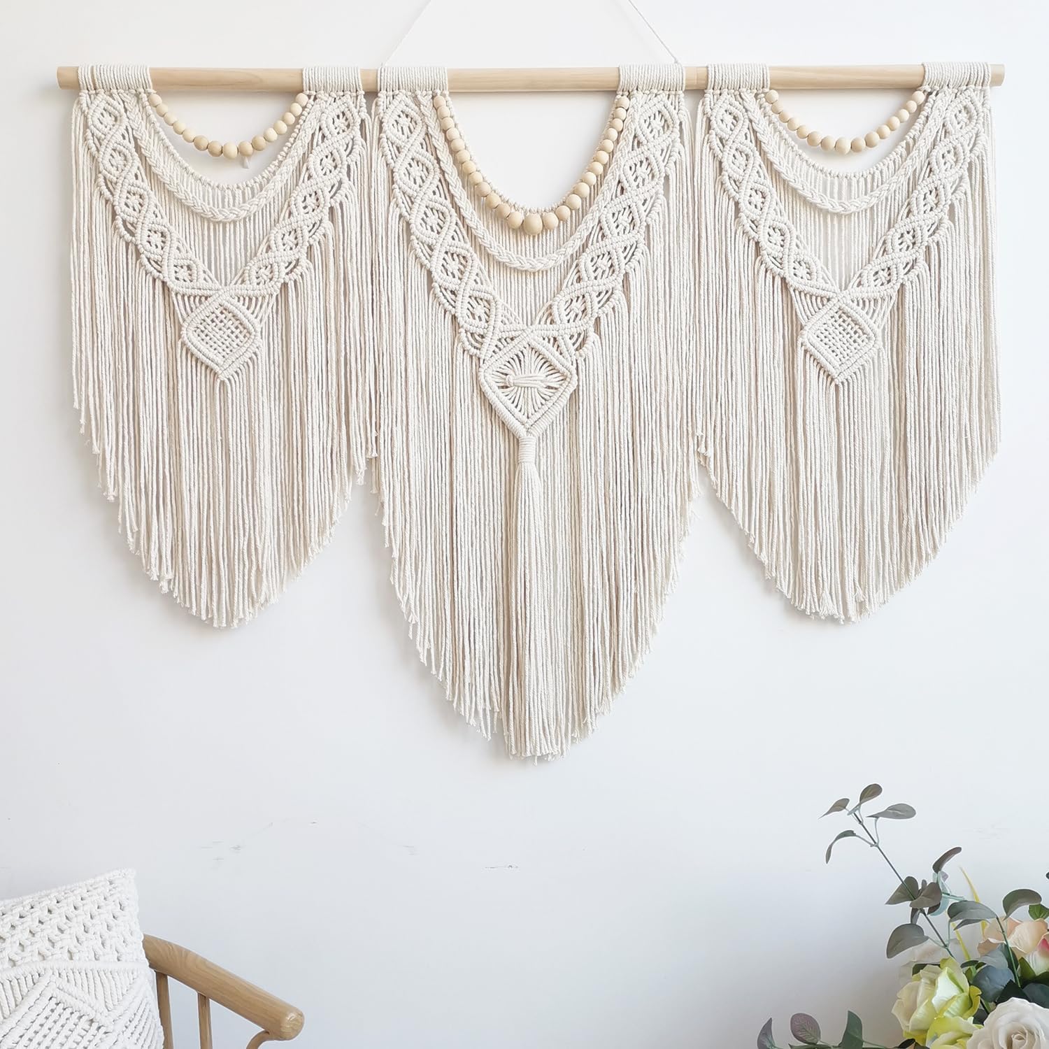 guzhiou large macrame wall hanging - Boho Tapestry Macrame Wall Decor Art- Chic Bohemian Handmade