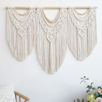 guzhiou large macrame wall hanging - Boho Tapestry Macrame Wall Decor Art- Chic Bohemian Handmade