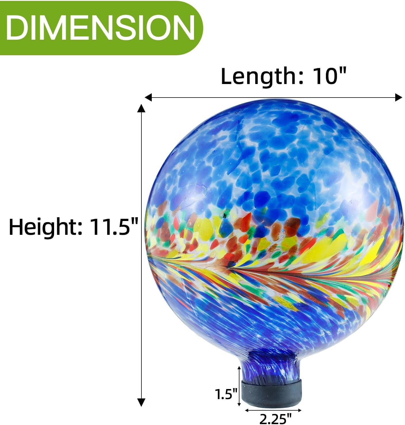 VOREEN 10-Inch Glass Gazing Ball, Outdoor Gazing Globe, Reflective Ball Yard Decoration for Homes