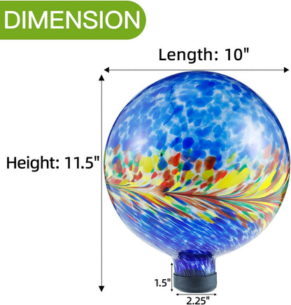 VOREEN 10-Inch Glass Gazing Ball, Outdoor Gazing Globe, Reflective Ball Yard Decoration for Homes