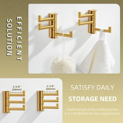 Angle Simple Towel Hooks Swivel, SUS 304 Stainless Steel 3 Arms Foldable Hand Towel Holder, Coat