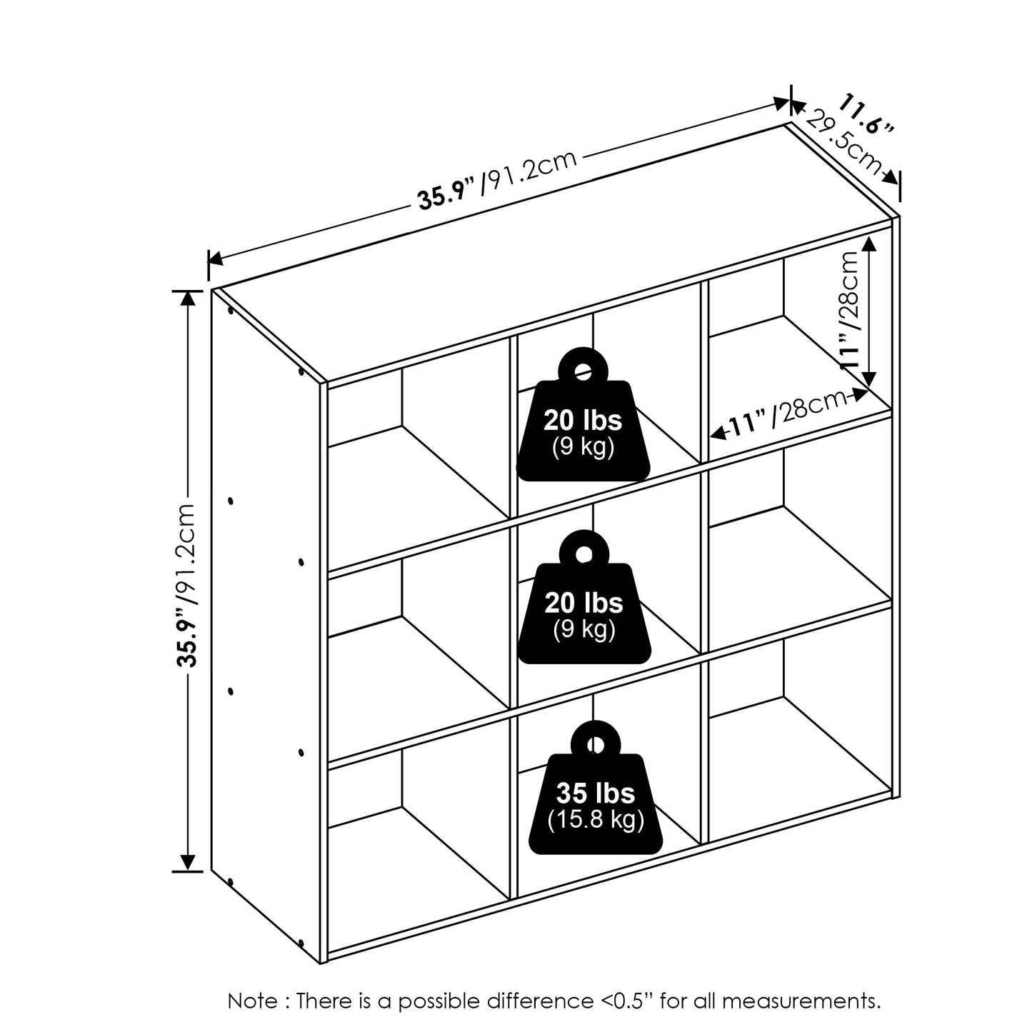 Furinno PELLI Closet Organizers and Storage, 9-Cube Closet Organizer, Open Shelf Closet Storage