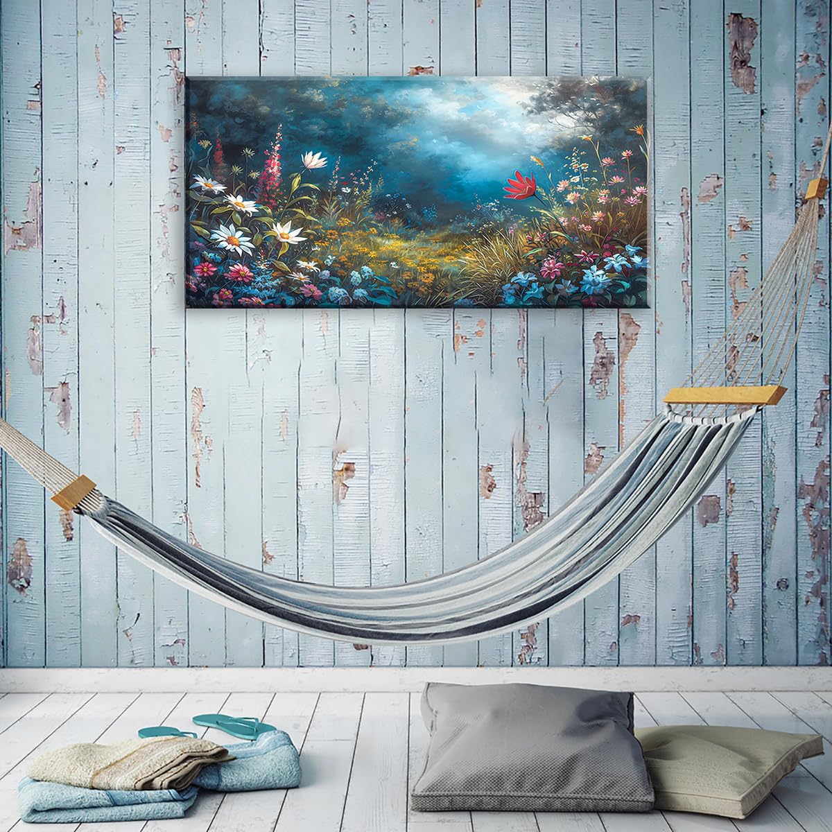 LASMOND Beautiful Colorful Grassland in Forest Landscape Wall Art Decor Artwork for Bedroom (30x60