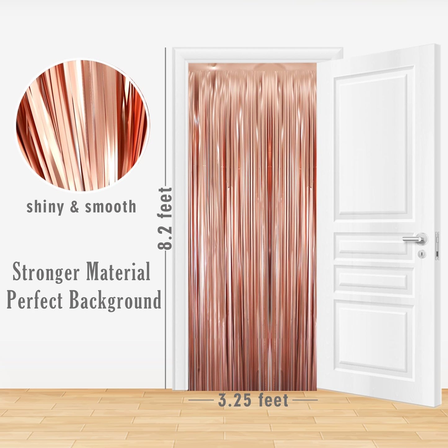 GOER 6.4 ft x 8.2 ft Metallic Tinsel Foil Fringe Curtains,Pack of 2 Party Streamer Backdrop for