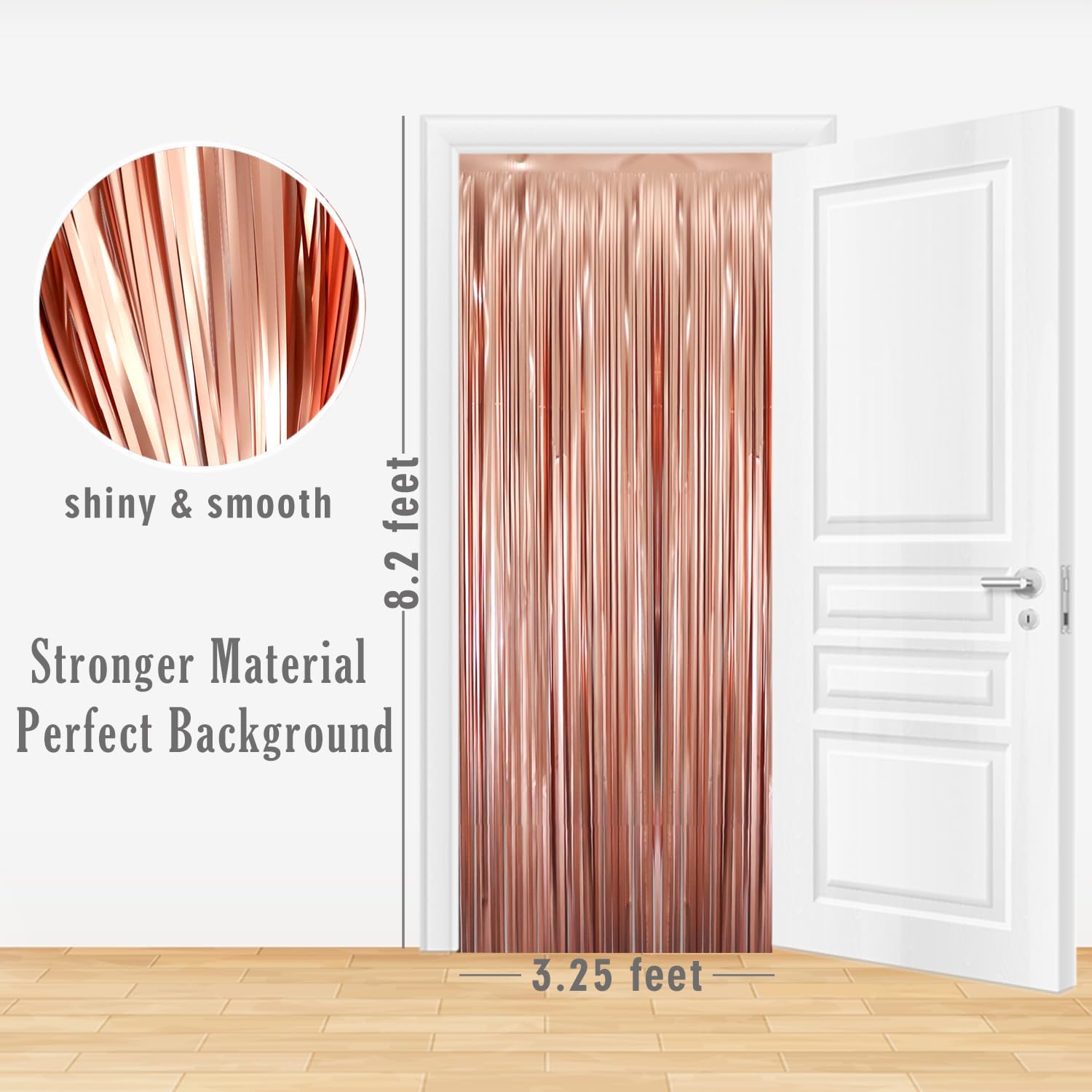 GOER 3.2 ft x 8.2 ft Metallic Tinsel Foil Fringe Curtains Party Photo Backdrop Party Streamers for