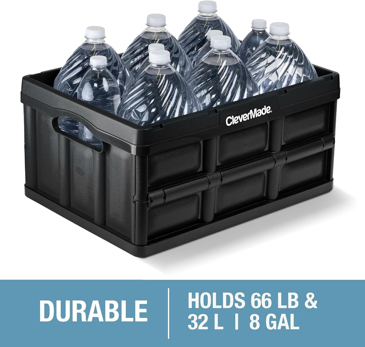 CleverMade Collapsible Storage Bins, 32L, 3 Pack Foldable Storage, Obsidian