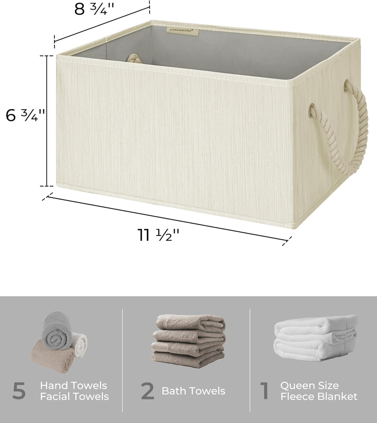 StorageWorks Storage Baskets for Shelves, Foldable Fabric Closet Storage Bins with Handles, Fabric