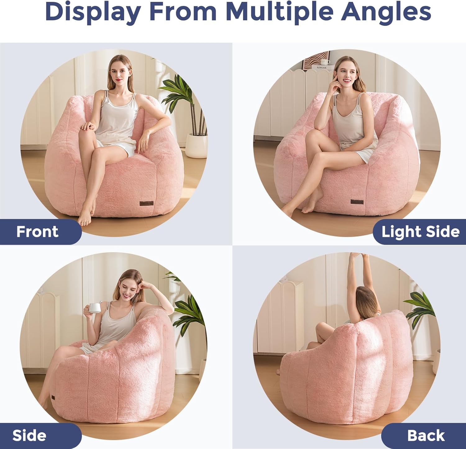 MAXYOYO Bean Bag Chair, Comfy Bean Bag Sofa with Back Support, Faux Fur Bean Bag Chair for Adults